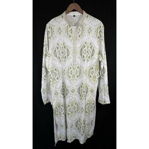 Aarong Bangladesh Embroidered Maxi Dress Size XL Ethnic Boho Shift Side Slits